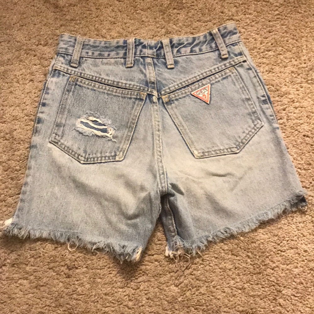 High waisted distressed guess shorts